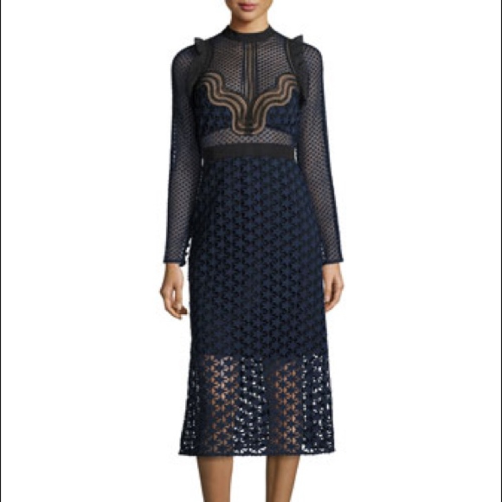 Self Portrait Star laced midi dress - 6, never been worn